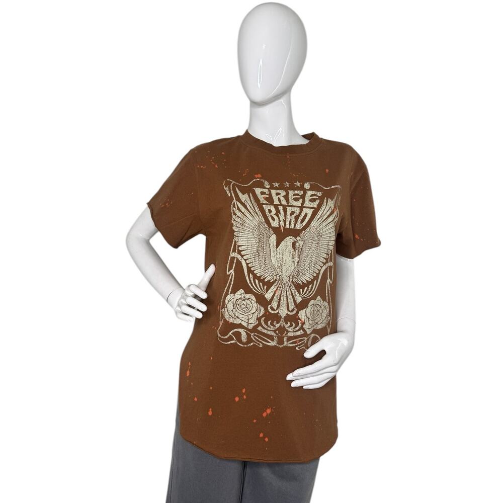 FREE BIRD Brown Oversized Shirt with Slips - Size Small | Trendy & Comfortable